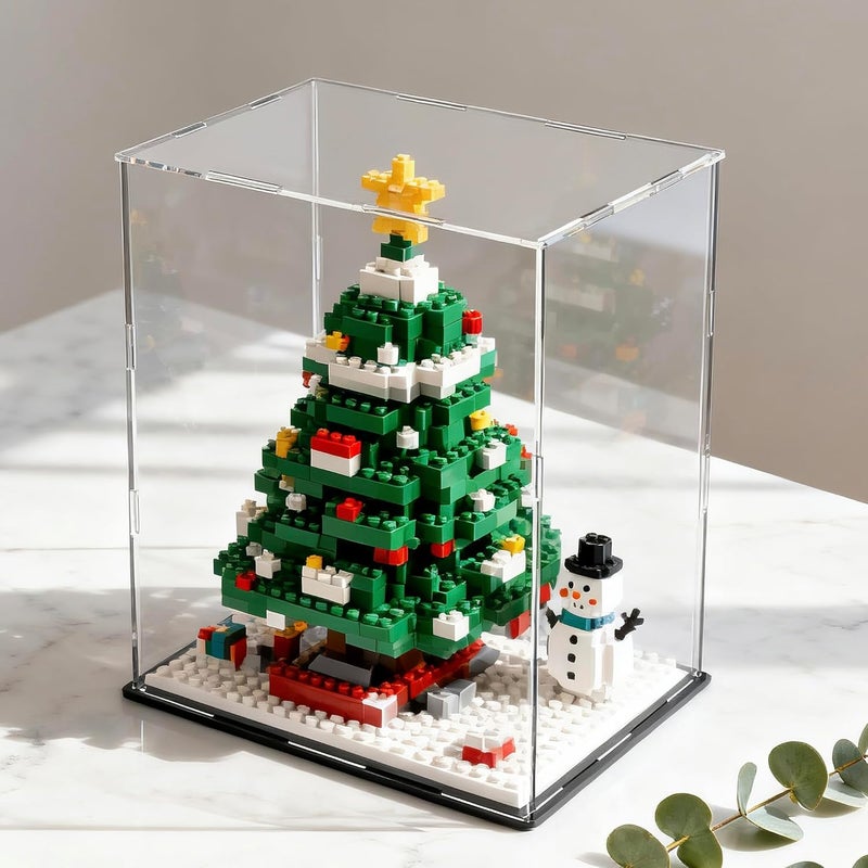 SVENJBB Large Display Case for Dolls, 13x13x16 Inch Acrylic Box for Trophy and Figures, Clear Acrylic Display Cases with Matte Black Base for Collection Protection and Storage - Image 1